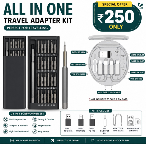 24 -in-1 Repair Kit + Travel Adapter