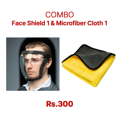 Combo of Face Shield 1 & Microfiber cloth 1pcs