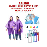 Combo Of Raincoat 1 pc ,rainproof mobile pouch 1 & shoe mud cover 1 set Combo Of Raincoat 1 pc ,rainproof mobile pouch 1 & shoe mud cover 1 set
