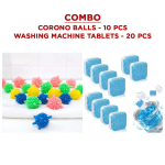 Combo Of Washing machine Cleaning Tablets 20 Pcs & Corona balls 10 pcs Combo Of Washing machine Cleaning Tablets 20 Pcs & Corona balls 10 pcs