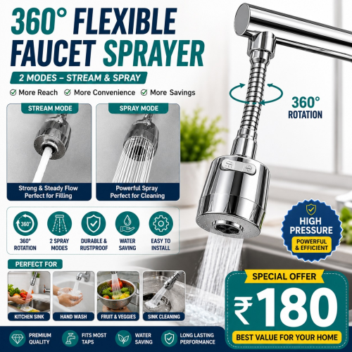 2 Flow Modes Flexi Neck Tap Extension for Kitchen Sink