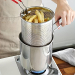 Stainless Steel Deep Frying Pot with Strainer Basket 1200ml Stainless Steel Deep Frying Pot with Strainer Basket 1200ml