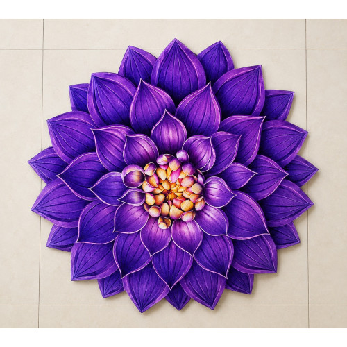 3d  Royal Purple LotusFloor Mat  Anti-Slip