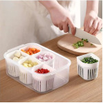 Fridge Food Storage Containers With 6pcs Detachable Drain Basket