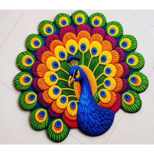 3D   Peacock Design Floor Mat  Anti-Slip