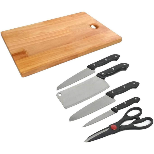 Wodden chopping board with knife