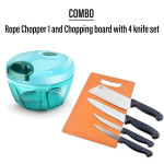 Combo of Chopping board set with 4 knife and Rope chopper