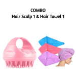 Combo of Hair scalp massager 1 and Hair Towel 1