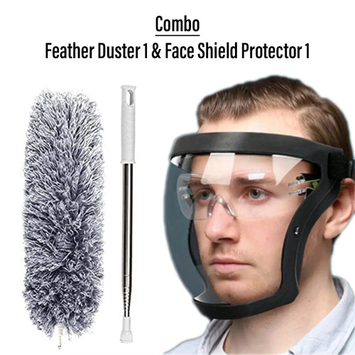 Combo of Face shield 1 and Feather Fan Duster 1