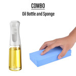 Combo of Glass oil bottle and Sponge