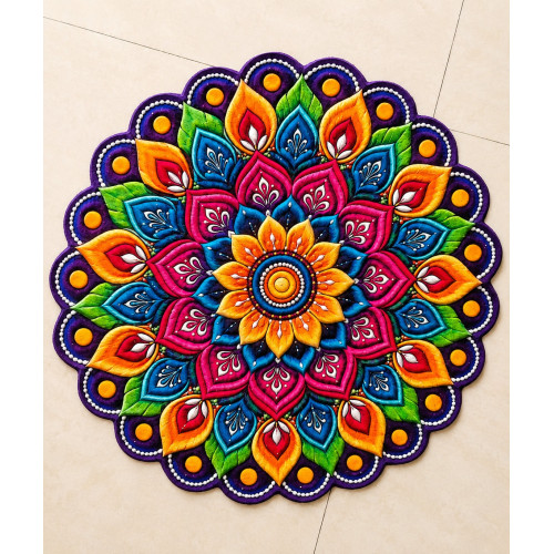 3D Rangoli Floor Mat with Anti-Slip