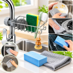 combo of sink stand 1 sponge 1 and vessel cleaning ss sheet 3 pcs combo of sink stand 1 sponge 1 and vessel cleaning ss sheet 3 pcs