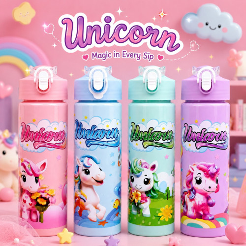 Unicorn Printed Water Bottle – 900ml | BPA Free | Leak-Proof Sipper