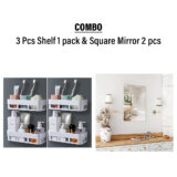 Combo of 3 Pcs shelf 1 pack & Square mirror 2 pcs