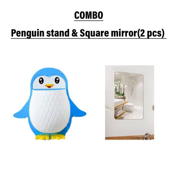 Combo of Penguin stand and Square Mirror [2 pieces]