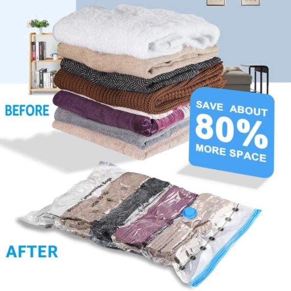 Vacuum Storage Bags for Clothes with Hand Pump  [ 5-Pack ]
